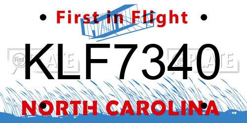 KLF7340 North Carolina License Plate