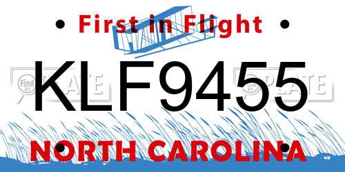 KLF9455 North Carolina License Plate