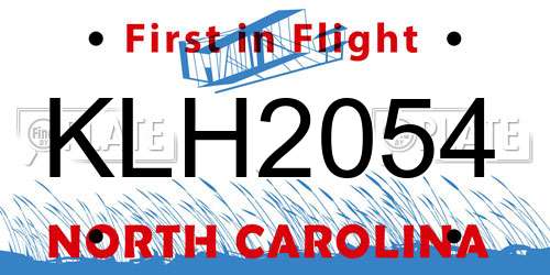 KLH2054 North Carolina License Plate