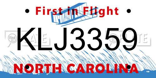 KLJ3359 North Carolina License Plate