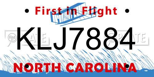 KLJ7884 North Carolina License Plate