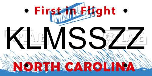 KLMSSZZ North Carolina License Plate