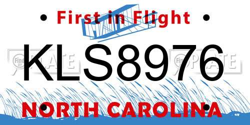 KLS8976 North Carolina License Plate