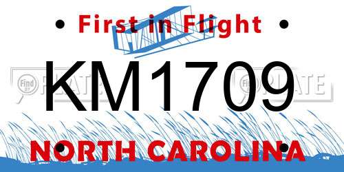 KM1709 North Carolina License Plate
