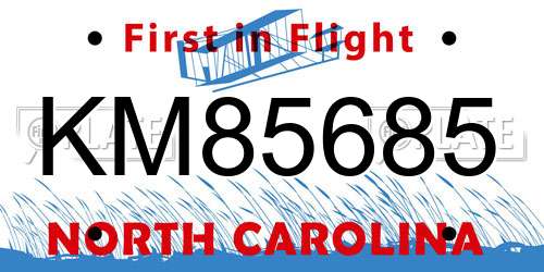 KM85685 North Carolina License Plate