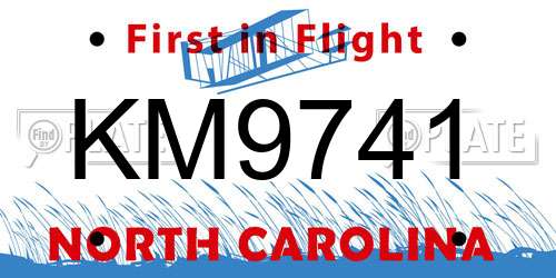 KM9741 North Carolina License Plate