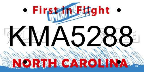 KMA5288 North Carolina License Plate