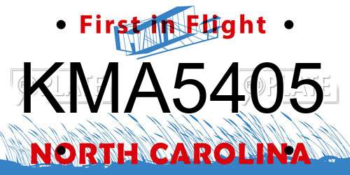 KMA5405 North Carolina License Plate