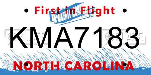 KMA7183 North Carolina License Plate