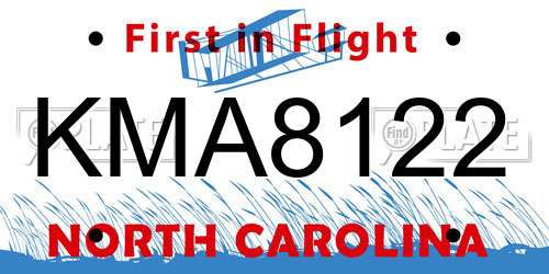 KMA8122 North Carolina License Plate
