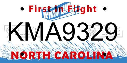 KMA9329 North Carolina License Plate