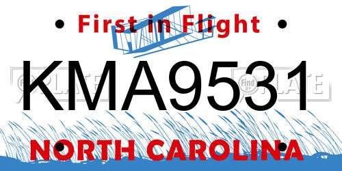 KMA9531 North Carolina License Plate