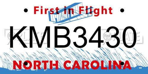 KMB3430 North Carolina License Plate