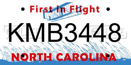 KMB3448 North Carolina License Plate