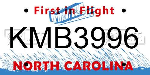 KMB3996 North Carolina License Plate