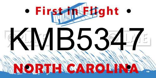 KMB5347 North Carolina License Plate