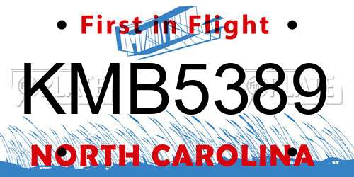 KMB5389 North Carolina License Plate