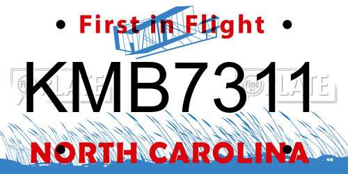 KMB7311 North Carolina License Plate