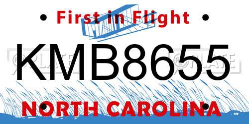KMB8655 North Carolina License Plate