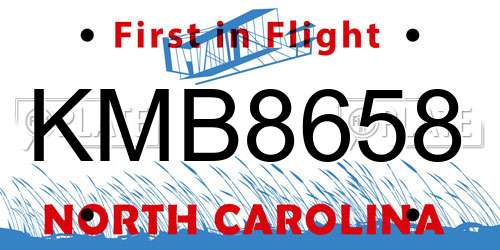 KMB8658 North Carolina License Plate