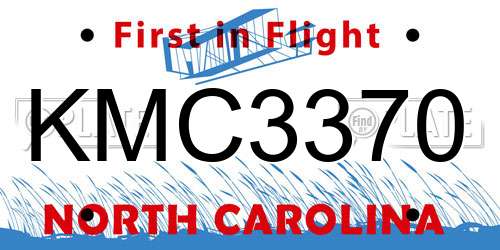 KMC3370 North Carolina License Plate