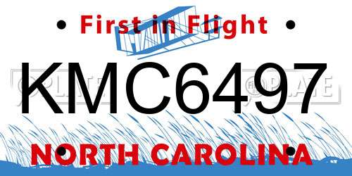 KMC6497 North Carolina License Plate