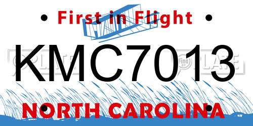 KMC7013 North Carolina License Plate