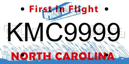 KMC9999 North Carolina License Plate