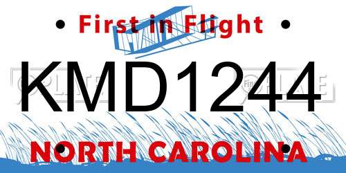 KMD1244 North Carolina License Plate