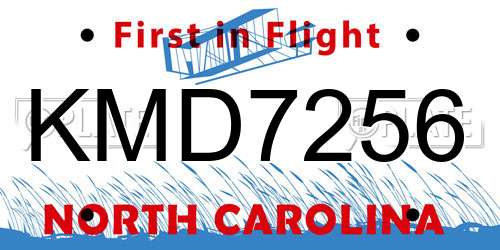 KMD7256 North Carolina License Plate