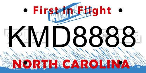 KMD8888 North Carolina License Plate