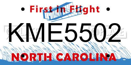 KME5502 North Carolina License Plate