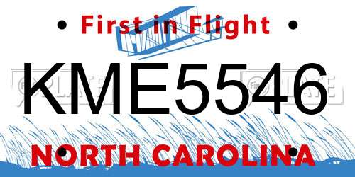 KME5546 North Carolina License Plate