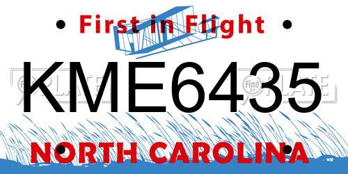 KME6435 North Carolina License Plate