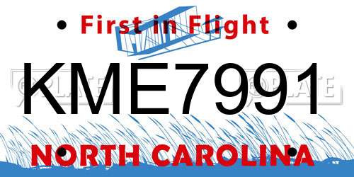 KME7991 North Carolina License Plate