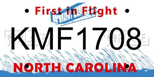 KMF1708 North Carolina License Plate