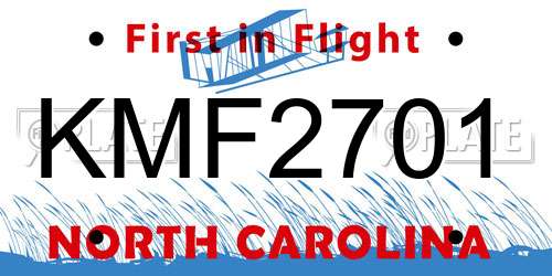 KMF2701 North Carolina License Plate