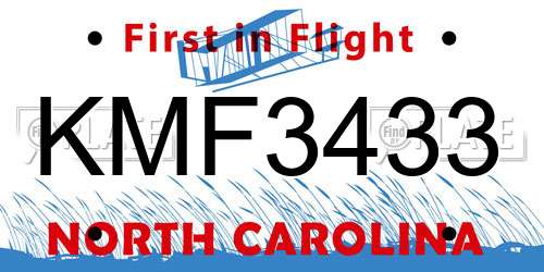 KMF3433 North Carolina License Plate