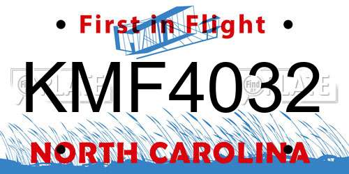 KMF4032 North Carolina License Plate