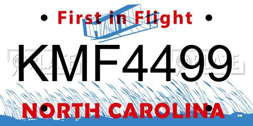 KMF4499 North Carolina License Plate