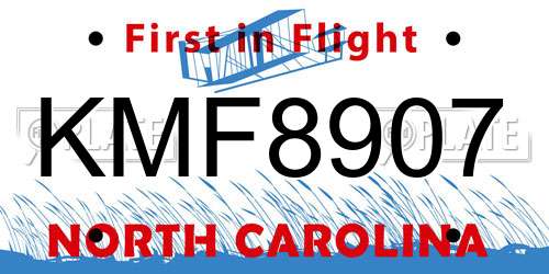 KMF8907 North Carolina License Plate