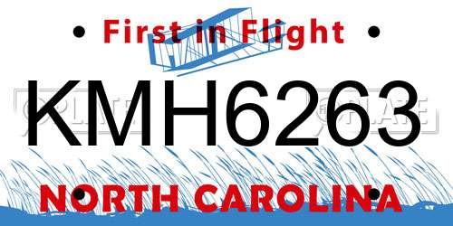KMH6263 North Carolina License Plate