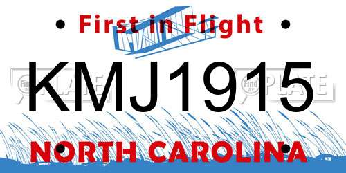 KMJ1915 North Carolina License Plate