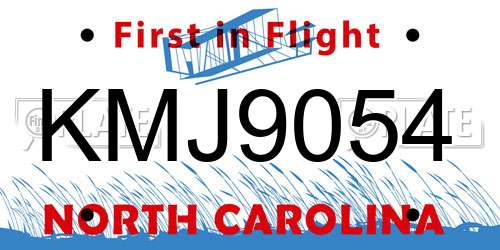 KMJ9054 North Carolina License Plate