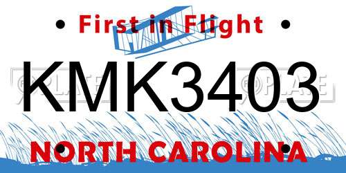 KMK3403 North Carolina License Plate