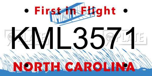 KML3571 North Carolina License Plate