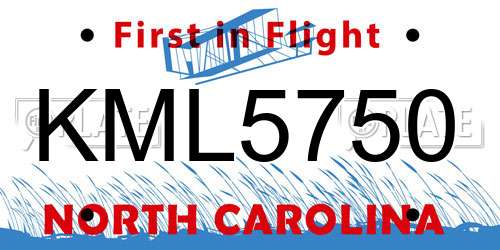 KML5750 North Carolina License Plate
