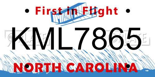 KML7865 North Carolina License Plate