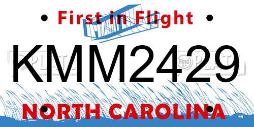 KMM2429 North Carolina License Plate