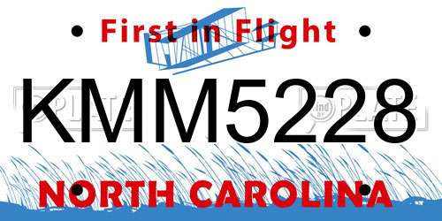 KMM5228 North Carolina License Plate